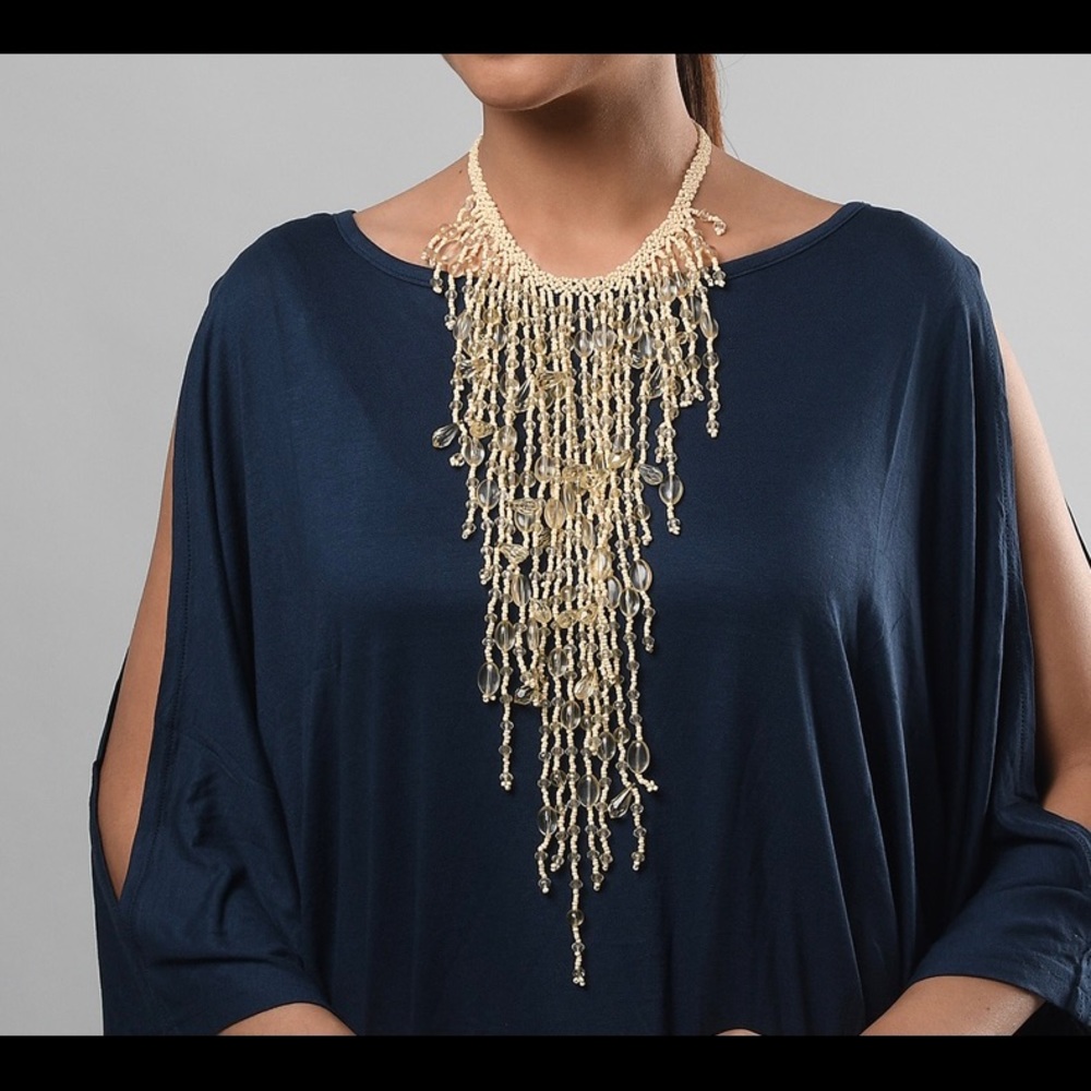 Glass bead tassels necklace